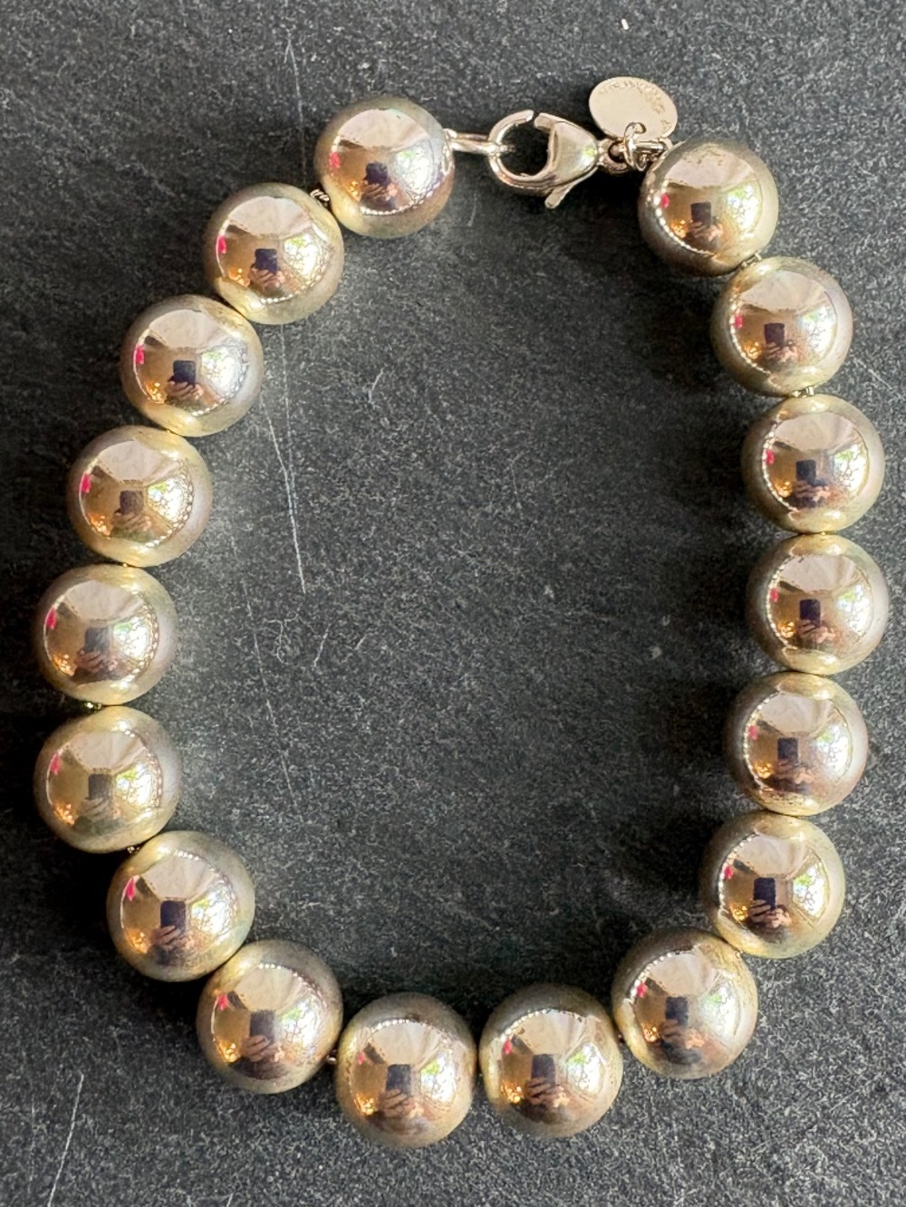 Pristine Tiffany & Co. 10mm Sterling Silver Ball Bead Bracelet Vintage HardWear - Picture 2 of 7